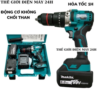 Máy khoan pin MAKITA 198v pin khủng 10 cell, không chổi than, máy mạnh tốc độ cao