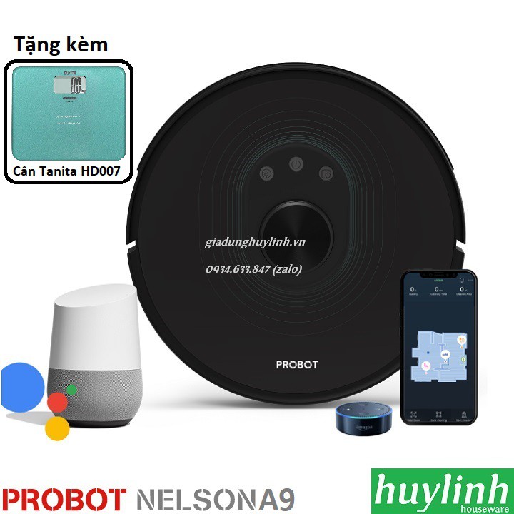 Freeship Robot hút bụi lau nhà Probot Nelson A9 - lực hút 2700pa - Tặng kèm cân Tanita HD007