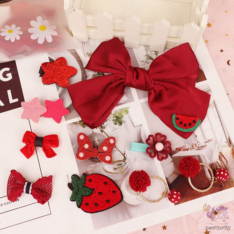 Bộ 10 Kẹp Tóc Hình Nơ Đáng Yêu Thời Trang Cho Bé Gái