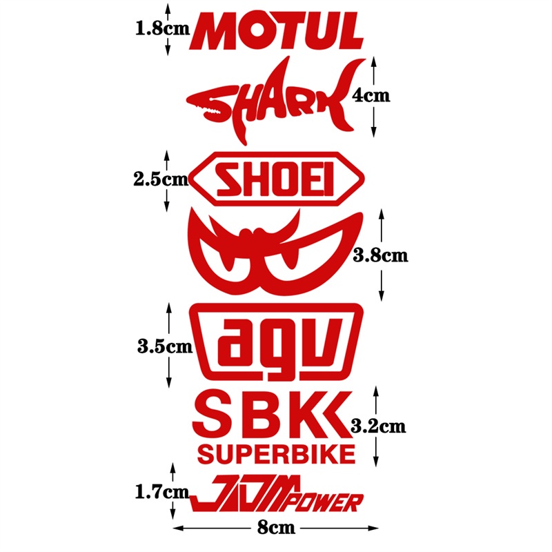 P-a472.Miếng Dán Phản Quang Chống Thấm Nước Hình SHOEI Sponsor JDM Slant Eye MOTUL Trang Trí Mũ Bảo Hiểm Xe Mô Tô