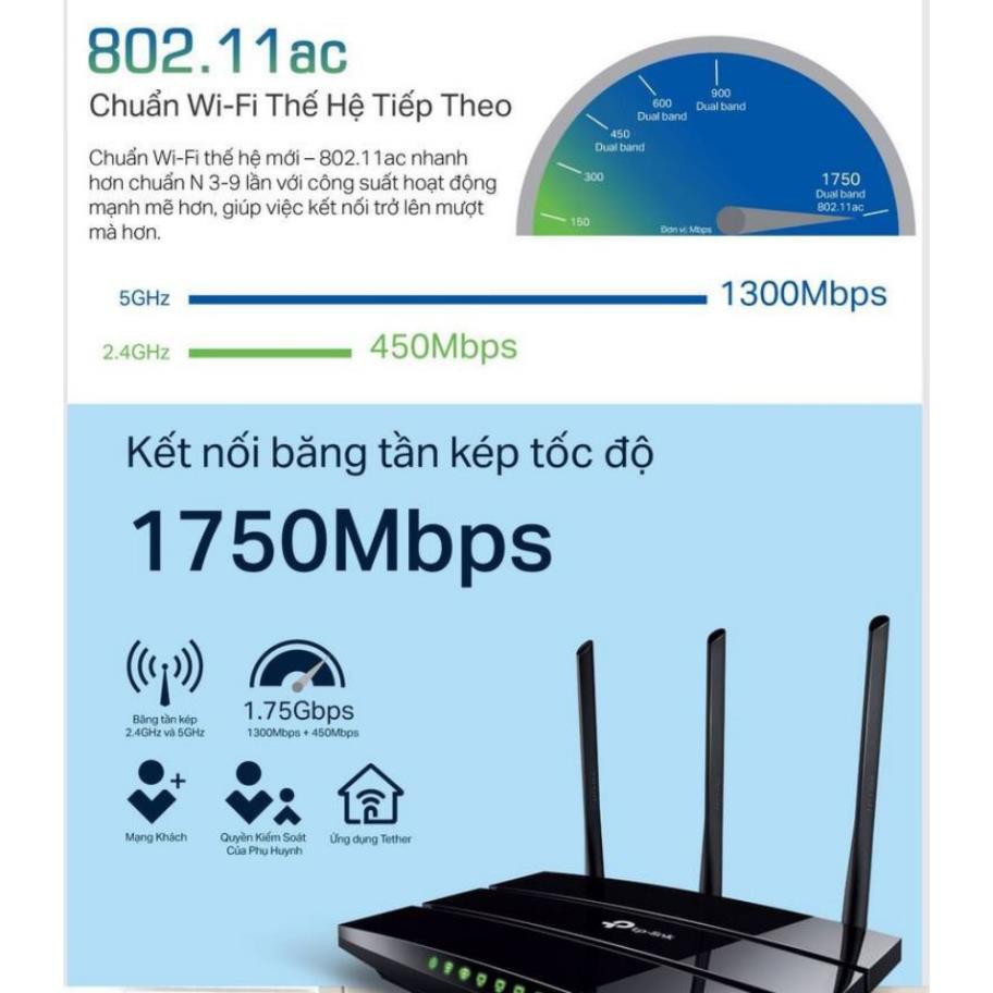 TP-Link AC 1750Mbps Gigabit 10/100/1000Mbps Bộ Phát Wi-Fi Băng tần kép - Archer C7 - Hàng Chính Hãng