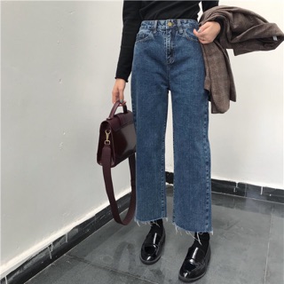 Quần jeans ống rộng loe rách order