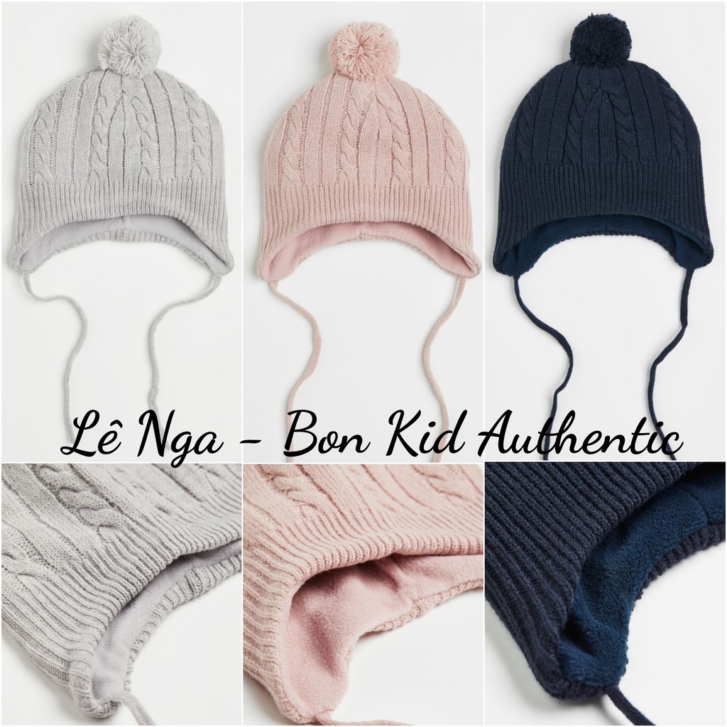 Mũ len lót nỉ ấm HM UK chính hãng sz 2-6m, 6-12m, 1-2y, 2-4y