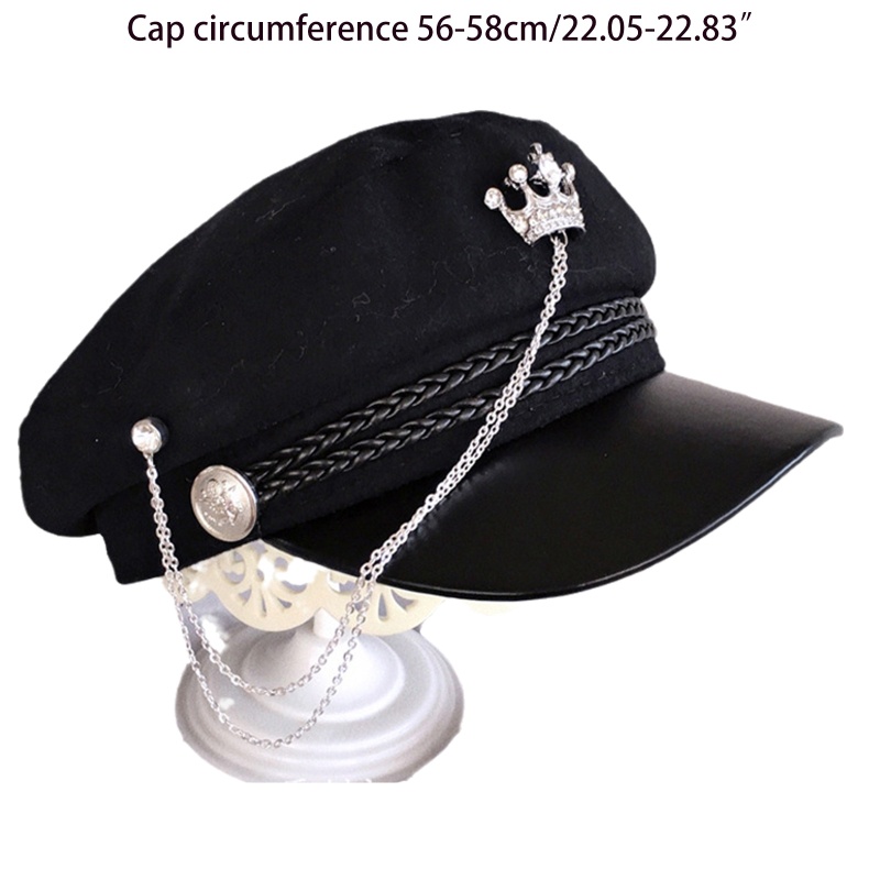 Mũ Hải Quân Màu Đen Phối Dây Xích Phong Cách Retro Cho Ngày Valentine