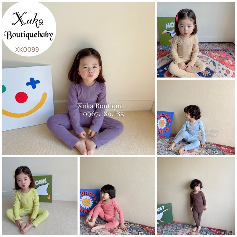 Bộ Quần Áo Dài Tay Giữ Nhiệt Bé Trai Bé Gái - Xuka Boutique - Bộ Quần Mặc Nhà Thu Đông Cho Bé Hàng Quảng Châu Cao Cấp