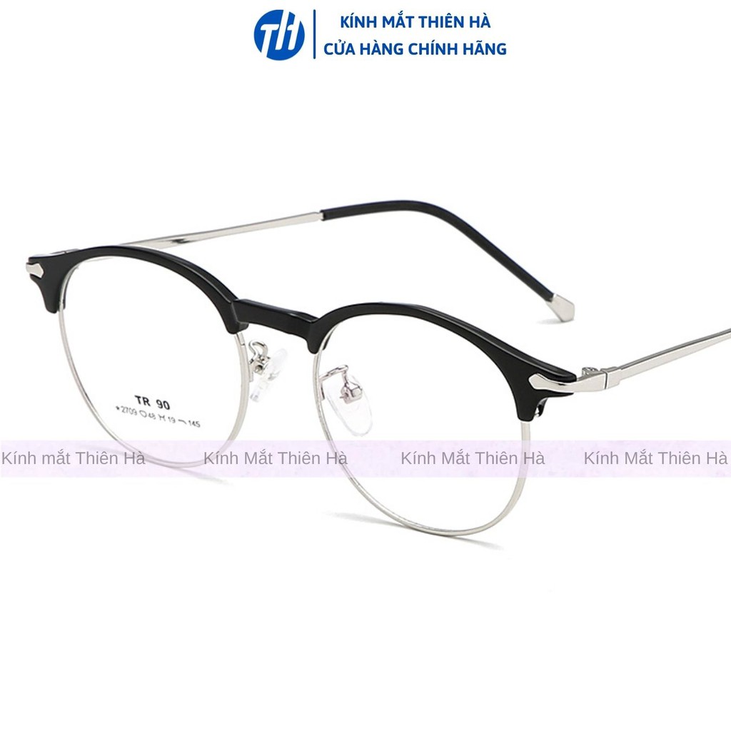 Gọng kính cận tròn THIÊN HÀ OPTICAL chất liệu nhựa kết hợp kim loại dáng tròn nhiều màu hot trend Hàn Quốc TH2736