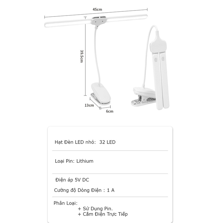 Đèn LED Để Bàn Học Bàn Làm Việc KUNBE Thiết Kế Sáng Tạo Với 2 Thanh Led Rời, Lắp Đặt Linh Hoạt, Tiết Kiệm Không Gian