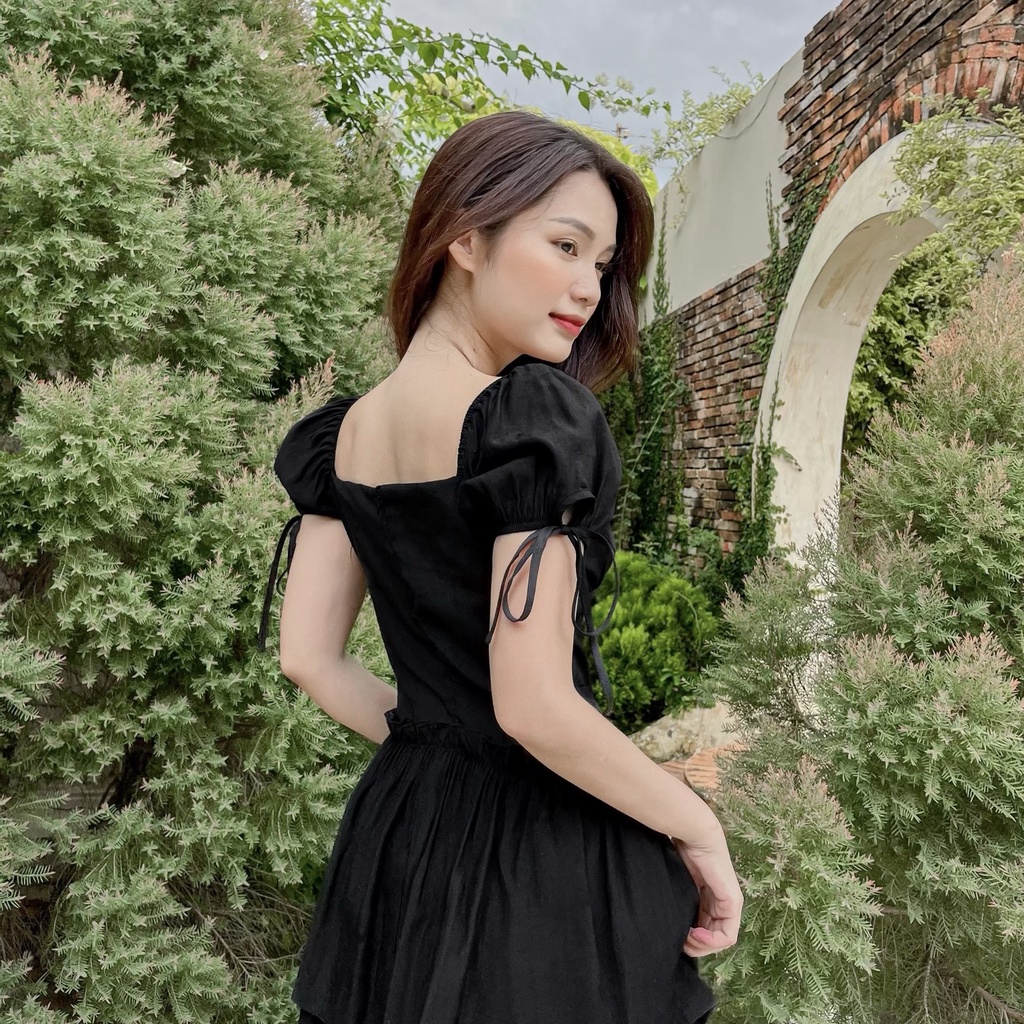 Đầm Tiffany-Đầm nhún ngực bèo hai tầng