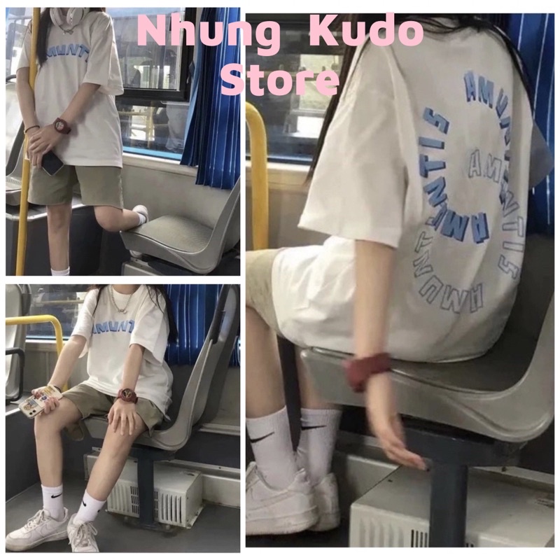 Set bộ áo thun quần kaki in chữ AMUNTIS form rộng mùa hè Nhungkudostore