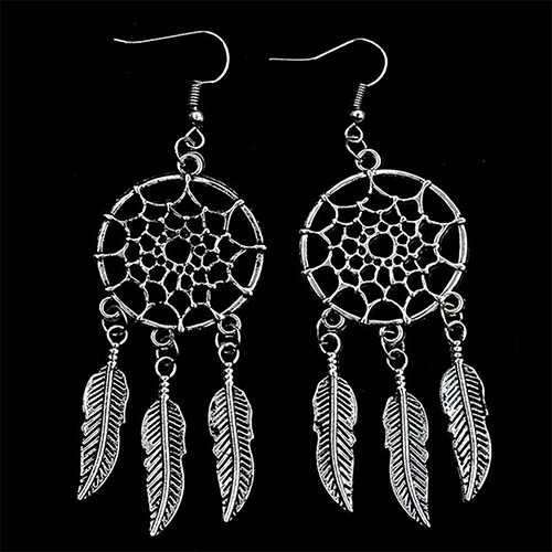 Bông Tai Hình Dreamcatcher Lông Vũ Thanh Lịch Cho Nữ