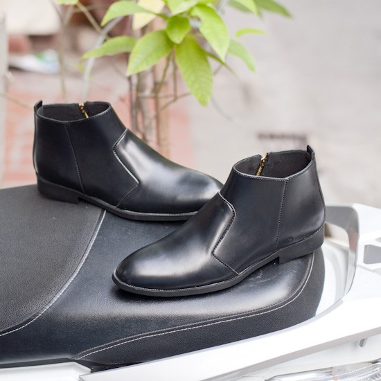 [Có Video Thật] Giày Chelsea Boot Nam Cổ Khóa Da Nhám Màu Đen Cực Chất - CB521-nhamkhoa(V)-Kèm Ví Da Bò Thật Handmade