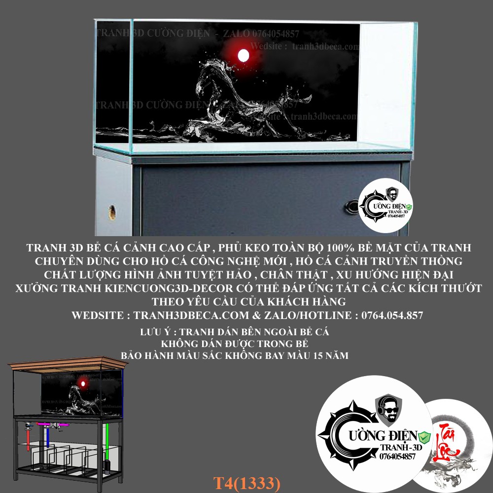 Tranh dán bể cá 3d nhiều kích thướt