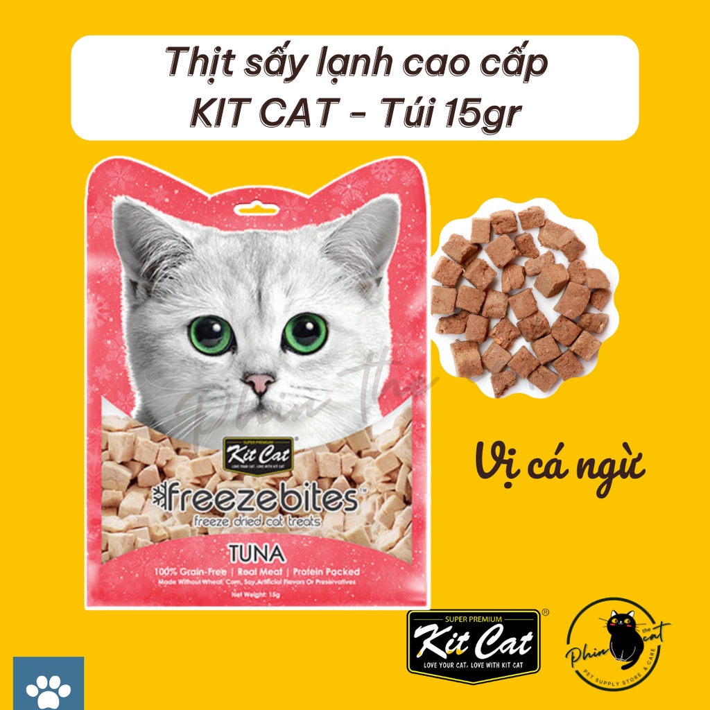 Thịt sấy lạnh cao cấp KIT CAT Freezebites - Snack thơm giòn, trọn vị, giàu protein - Gói 15gr | phinthecat