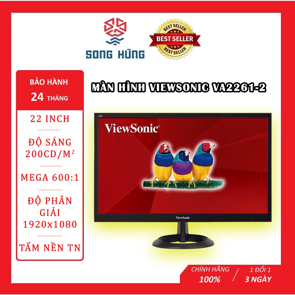 Màn hình Viewsonic VA2261-2 21.5 inch /FHD/TN/250cd/m²/VGA/60Hz/5ms, màn hình máy tính giá rẻ chính hãng