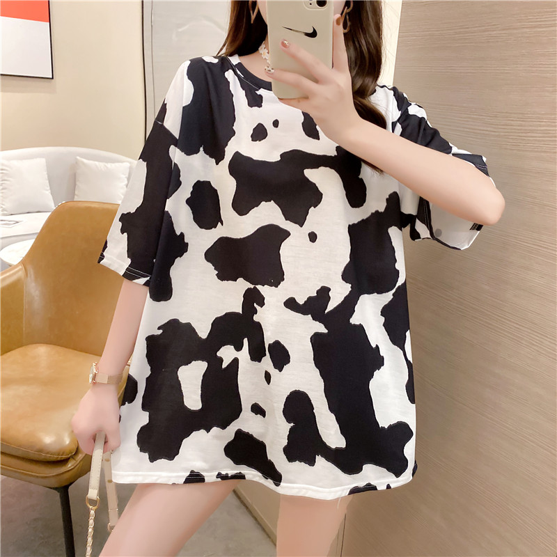 2021 new short-sleeved t-shirt women's round summer plus size loose top clothes baju murah