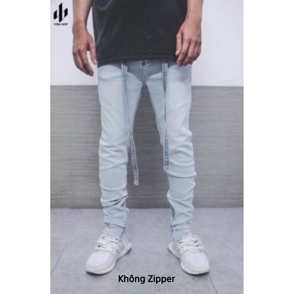 QUẦN JEANS NAM SKINNY ỐNG ZIPPER XANH TRƠN SÁNG XỊN ĐẸP [ảnh thật 100%- tặng dây trắng dày xịn] | BigBuy360 - bigbuy360.vn