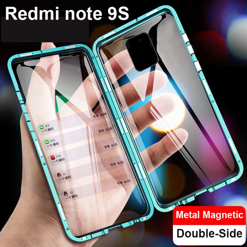 Ốp điện thoại 2 mặt kính cường lực viền kim loại từ tính cho Redmi Note 9S/Xiaomi Note 9 Note9 Pro Max