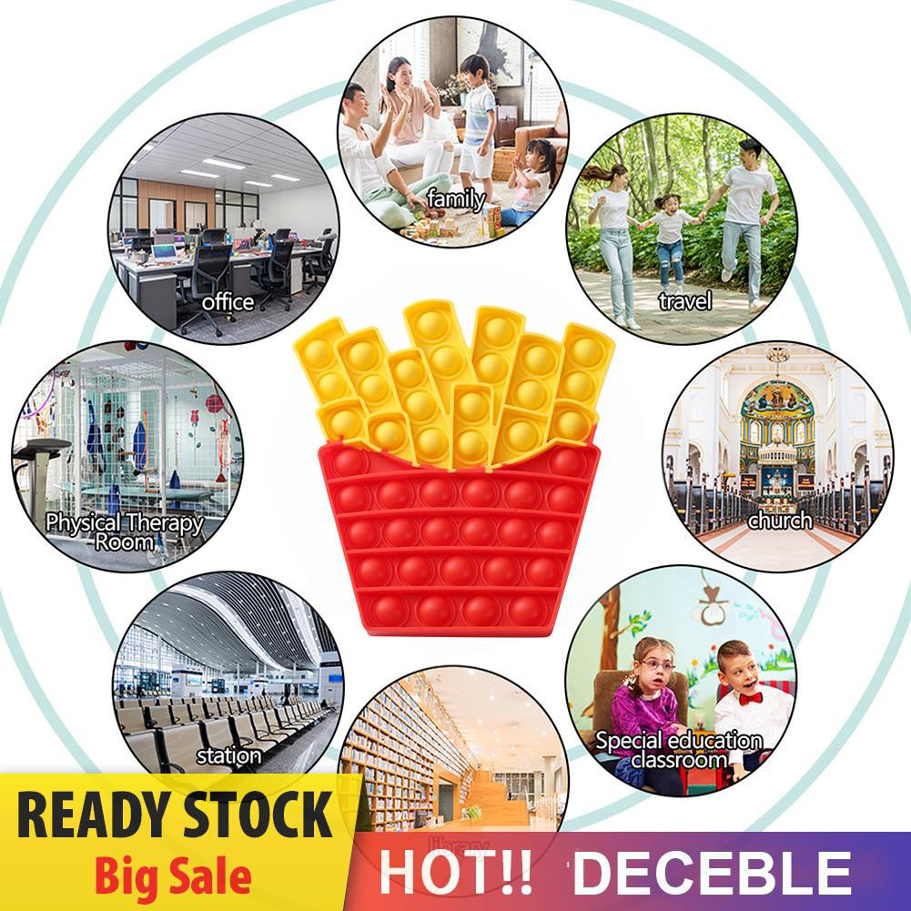 Pop It Fidget Đồ chơi Cartoon French Fries Push Bubble Sensory Đồ chơi Fidget Anti Stress Puzzle Đồ chơis