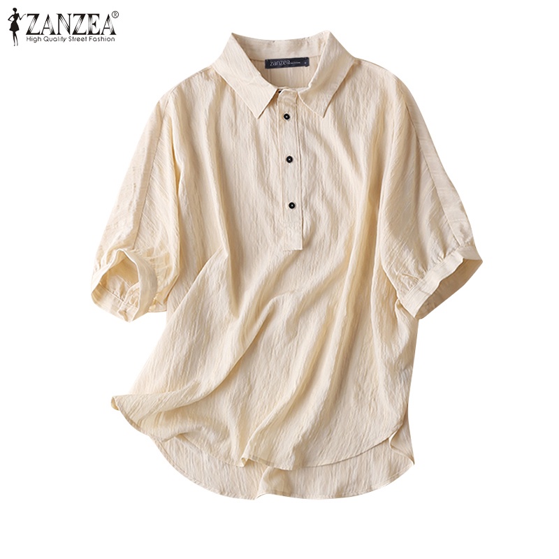 Zanzea Áo Sơ Mi Tay Ngắn Họa Tiết Cổ Điển Dành Cho Nữ