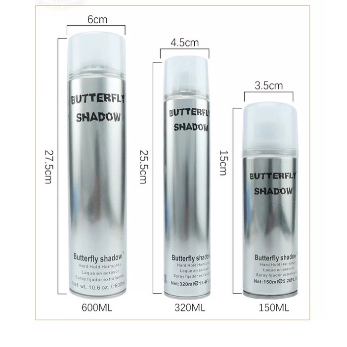 Gôm xịt tóc Butterfly Shadow chính hãng loại 1 giữ nếp tạo kiểu 150ml 320ml 600ml