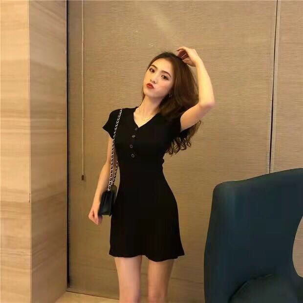 Đầm Dệt Kim Cổ Chữ v Lưng Cao Dáng Ôm Thời Trang Mùa Hè Phong Cách Retro Cho Nữ