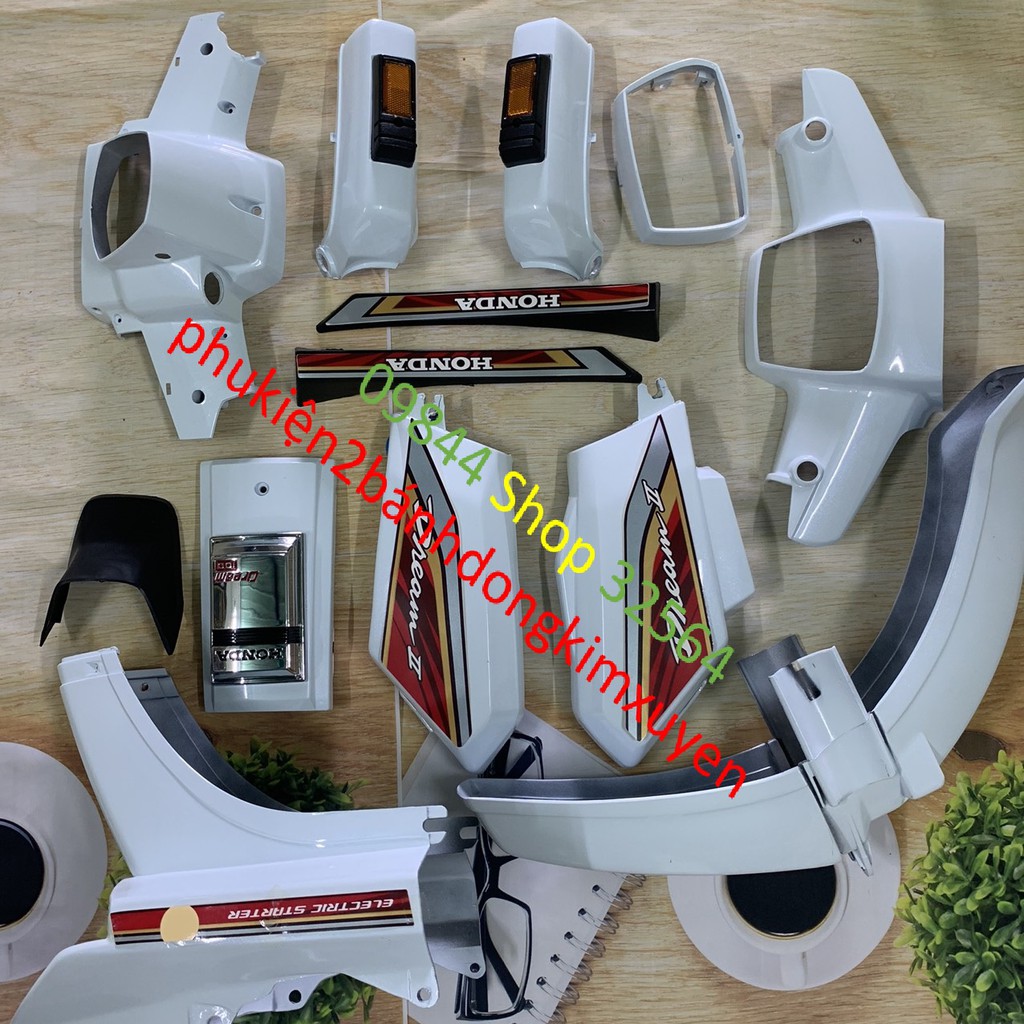 Full bộ vỏ nhựa dàn áo xe DREAM ll -Dream 2 màu trắng -nhựa ABS loại 1