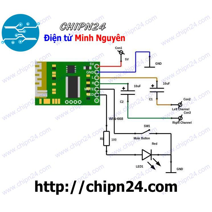 Mạch Bluetooth Âm Thanh 4.0 Win 668