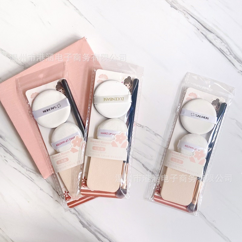 Set 3 bông mút + cọ trang điểm