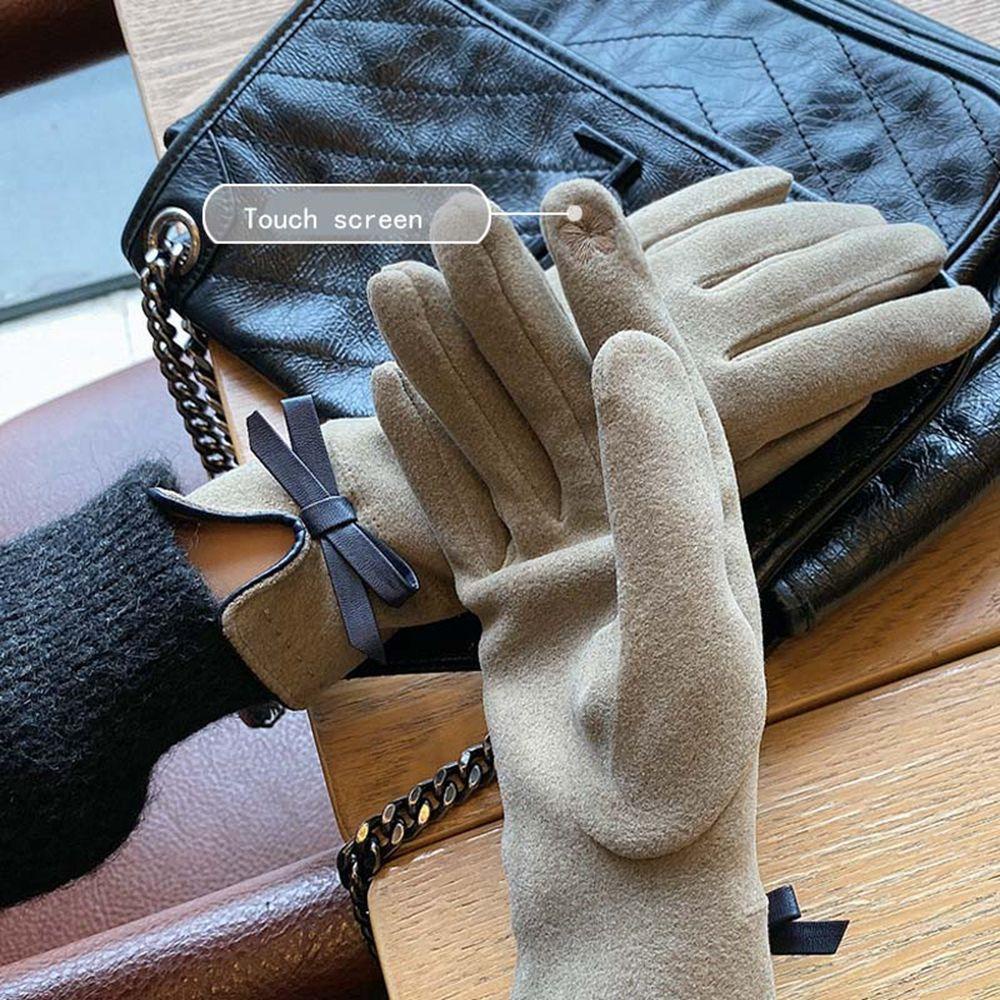 Găng Tay Da Lộn Mềm Mại Giữ Ấm Cảm Ứng Màn Hình Cho Nữ