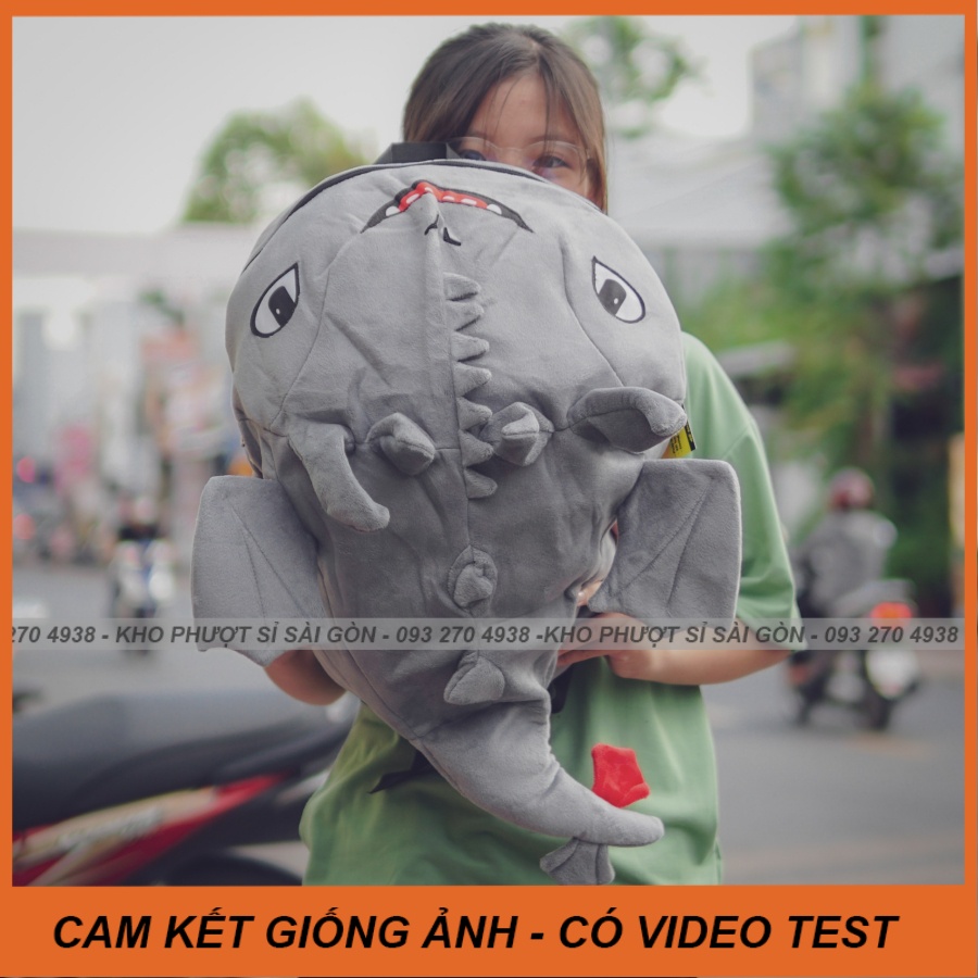 Balo nhung Rồng màu xám xi măng siêu cute chứa quần áo đi chơi - phượt siêu cute