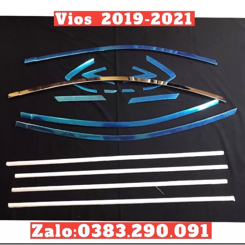 Nẹp chân kính + cong kính Vios 2019 - 2020 - 2021 inox 304 cao cấp