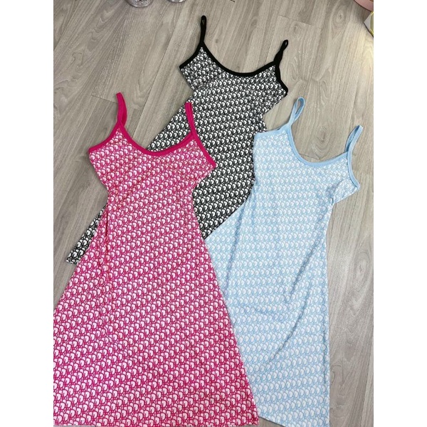 Đầm 2 dây in họa tiết Di.or ( kèm ảnh thật)