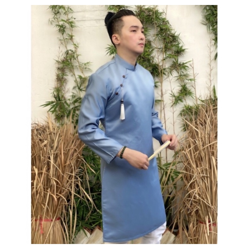 Áo dài nam trơn nhiều màu tặng ngọc bội