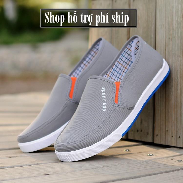 Hỗ trợ Ship-  -Giày lười sneaker cách tân không dây MÀU XÁM - Giày vải thời trang cao cấp nam/nữ