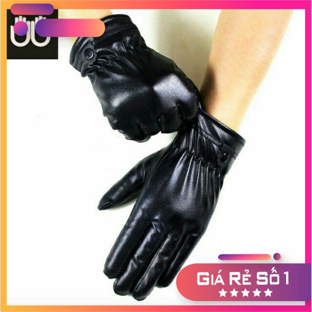 [ SIÊU KHUYẾN MẠI ] Găng tay da UNISEX cảm ứng điện thoại lót lông cao cấp.