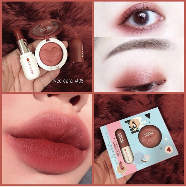 NEE CARA EYESHADOW & LIPSTICK - SON + MÀU MẮT KẾT HỢP MÁ HỒNG | BigBuy360 - bigbuy360.vn