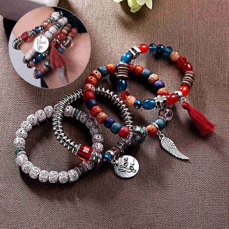 Set 4 Vòng Tay Chuỗi Hạt Đá Tự Nhiên