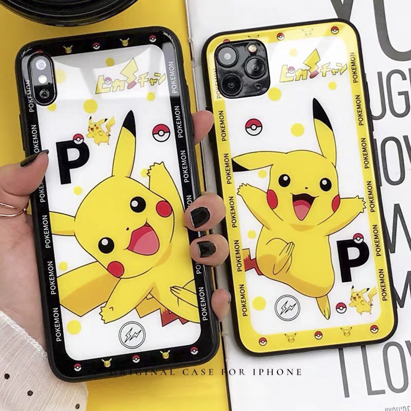 Ốp lưng iphone kính pi.ca.chu case 14plus 14 pro max 13 12 promax 11 mini 6 6s 7 8 plus x xr xs Se