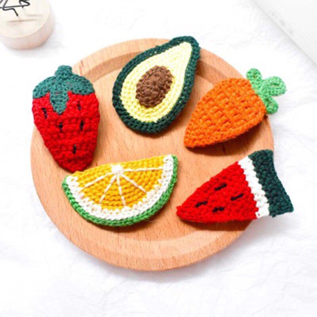 Sẵn hàng SET 5 KẸP TÓC LEN HOA QUẢ SIÊU ĐẸP