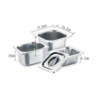 Khay inox đựng topping 1/6 sâu 10cm