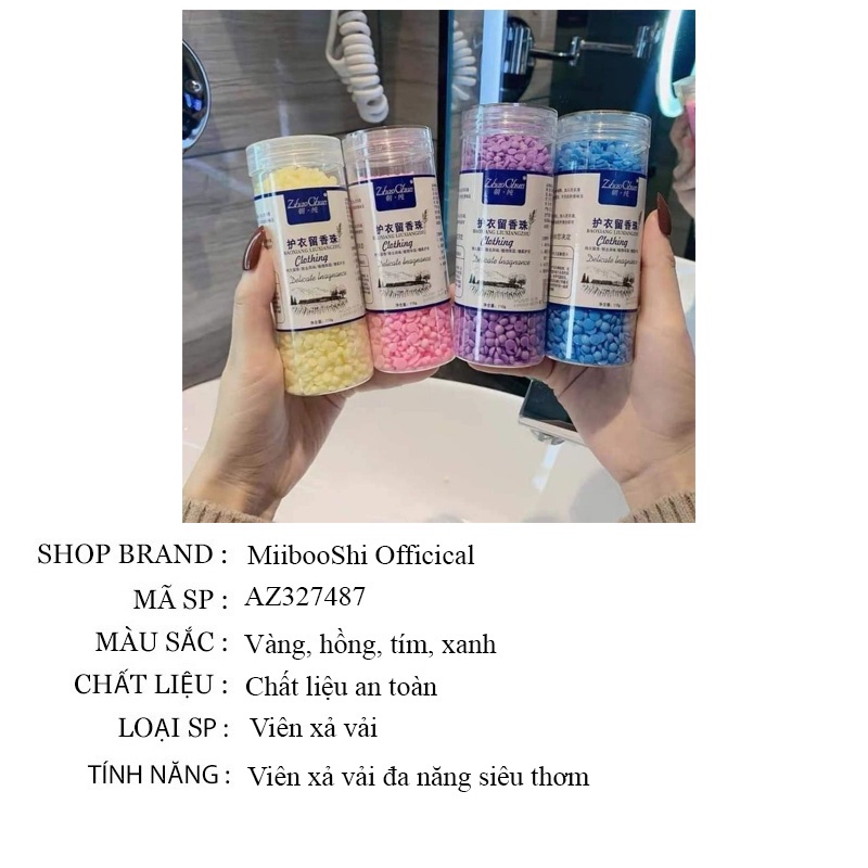 Viên xả vải khô combo 4 lọ xả vải thơm dùng cho mọi loại quần áo lưu hương thơm lâu MiibooShi