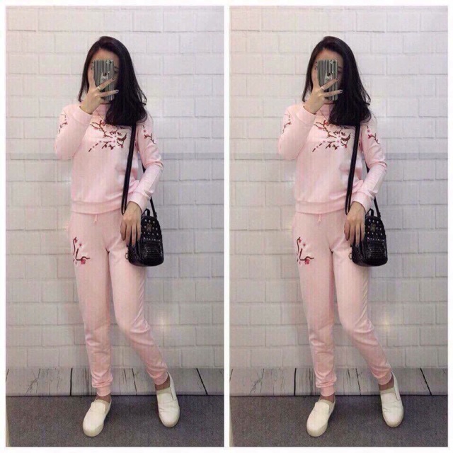 Freeship 99k TQ_Bộ nỉ hoa đào