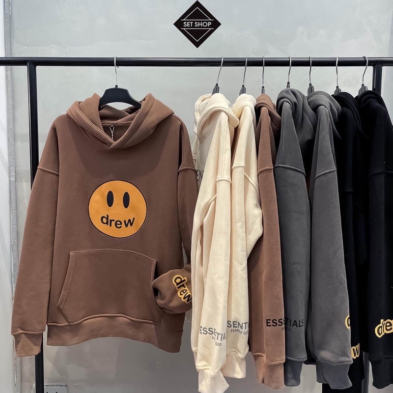 Áo hoodie DREW mặt cười nỉ bông dày ấm áp