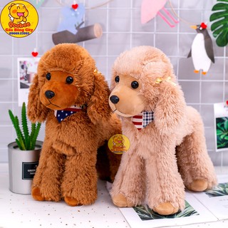Gấu Bông Chó Poodle Lông Xù - Chó Cừu Đính Nơ Hoa Đeo Khăn