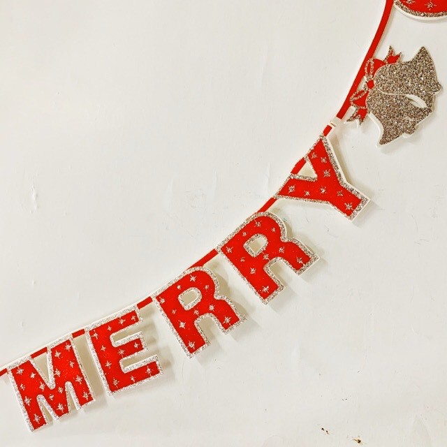 Dây chữ Merry Christmas trang trí Giáng Sinh dài 1.8m cao 11cm kiểu nhũ