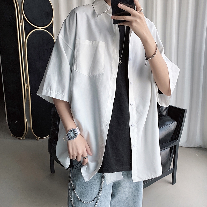 Áo Sơ Mi Ngắn Tay Trơn Màu Phong Cách Năng Động Trẻ Trung Dành Cho Nam | BigBuy360 - bigbuy360.vn