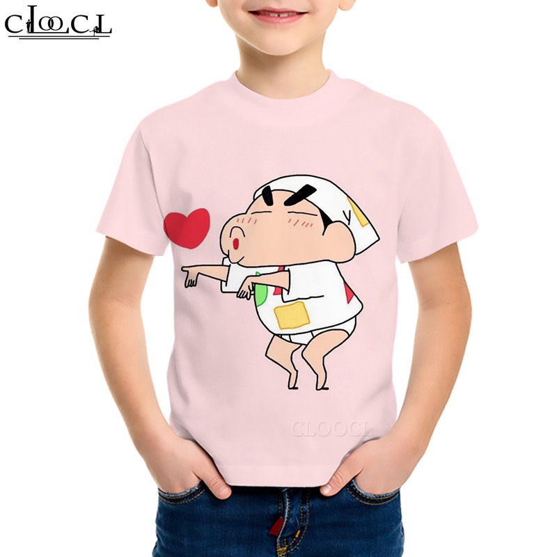 Áo Thun Chui Đầu In Hoạt Hình Cậu Bé Bút Chì Shin-Chan 3D Đáng Yêu Dành Cho Trẻ