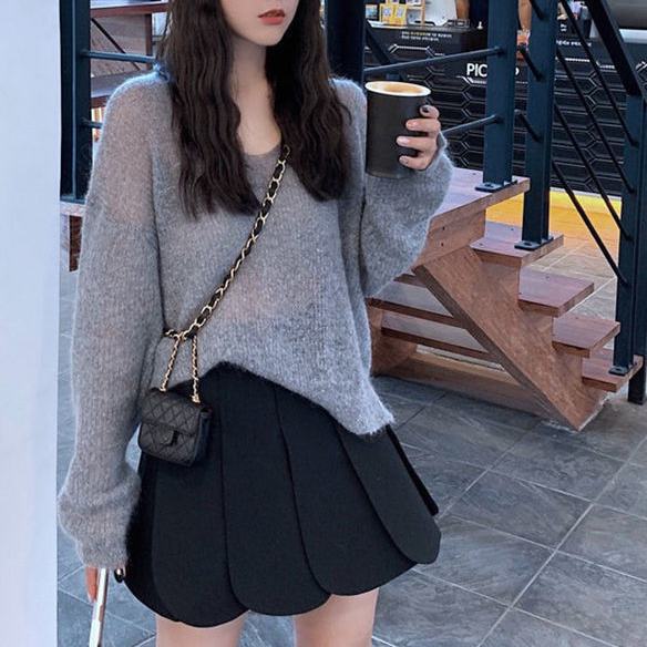 Áo sweater nữ ngoại cỡ dệt kim dáng rộng thanh lịch thời trang retro mới 2023