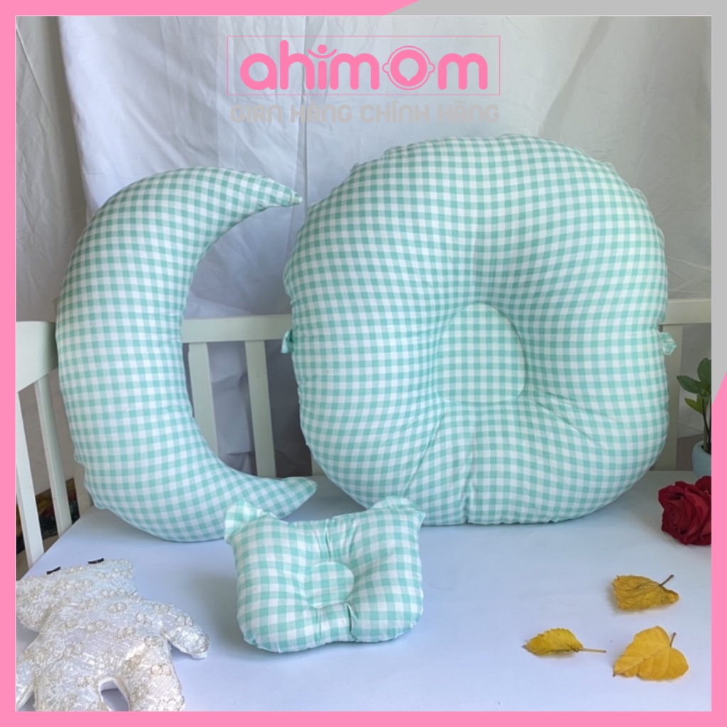 Gối chống trào - Set gối chống trào, gối mặt trăng kèm gối lõm (vải cotton hàn quốc) - Ahimom