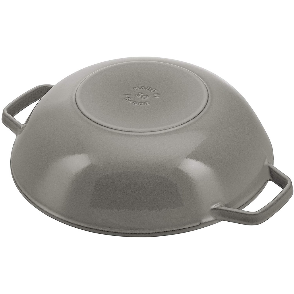 CHẢO GANG STAUB SÂU LÒNG 30CM MÀU XÁM NẮP KÍNH